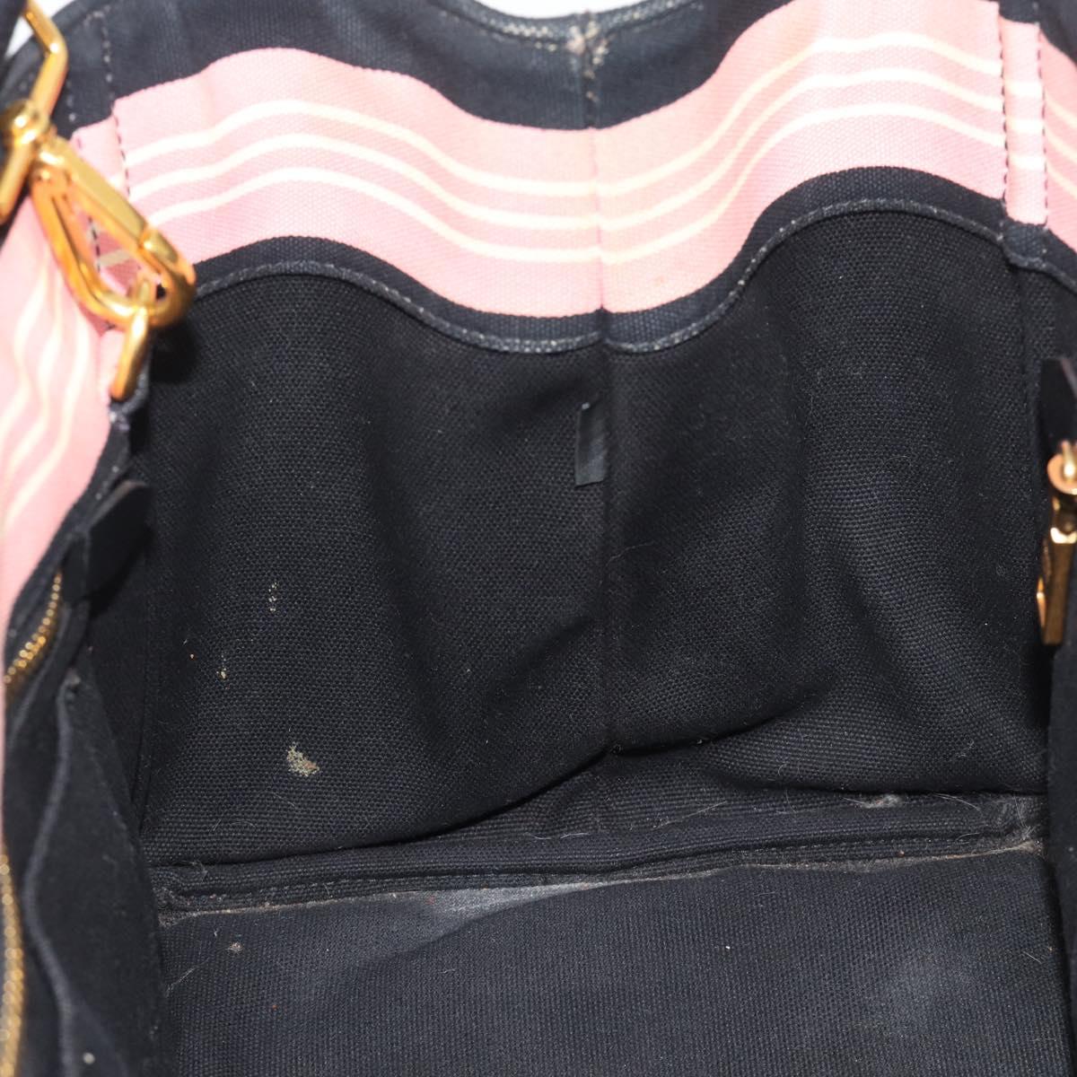 PRADA Canapa MM Hand Bag Canvas 2way Pink Gold Auth 195670