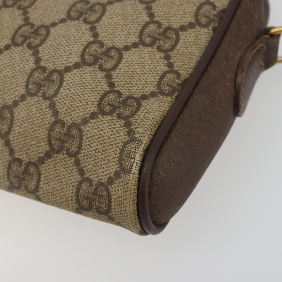 GUCCI GG Supreme Web Sherry Line Bag PVC Beige Gold 116 02 089 Auth 195675