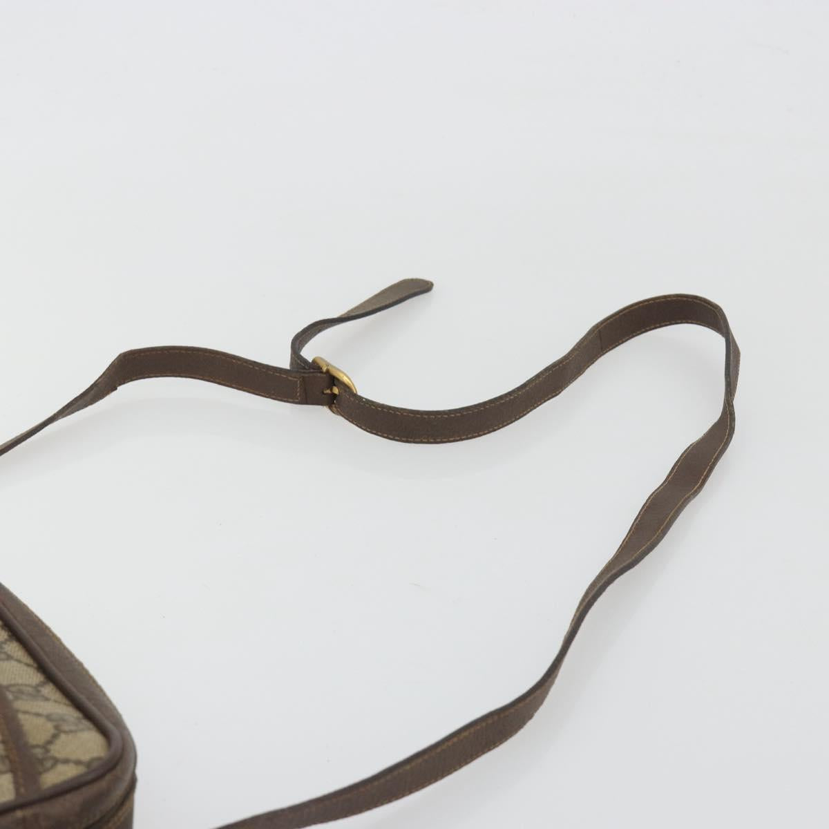 GUCCI GG Supreme Web Sherry Line Bag PVC Beige Gold 116 02 089 Auth 195675