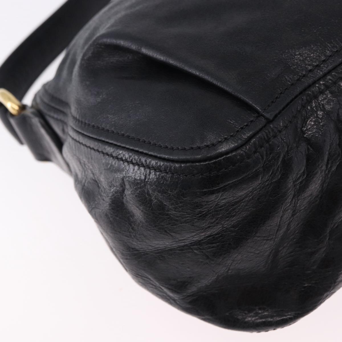 Miu Miu Shoulder Bag Leather Black Gold Auth 195676M
