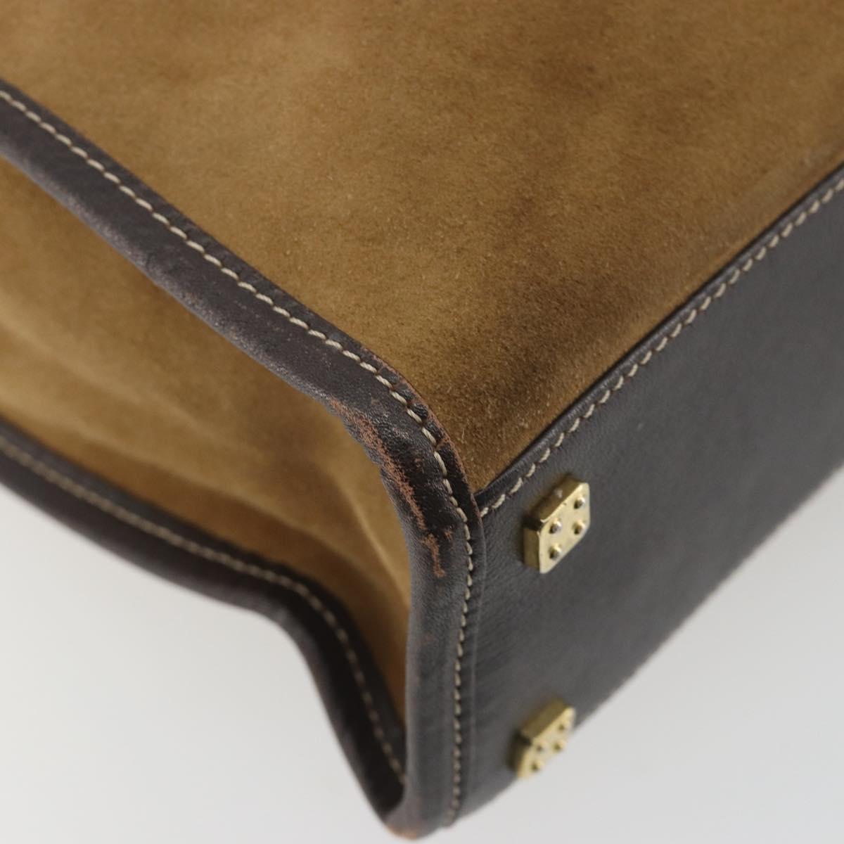 LOEWE Tote Bag Suede Brown Gold Auth 195677