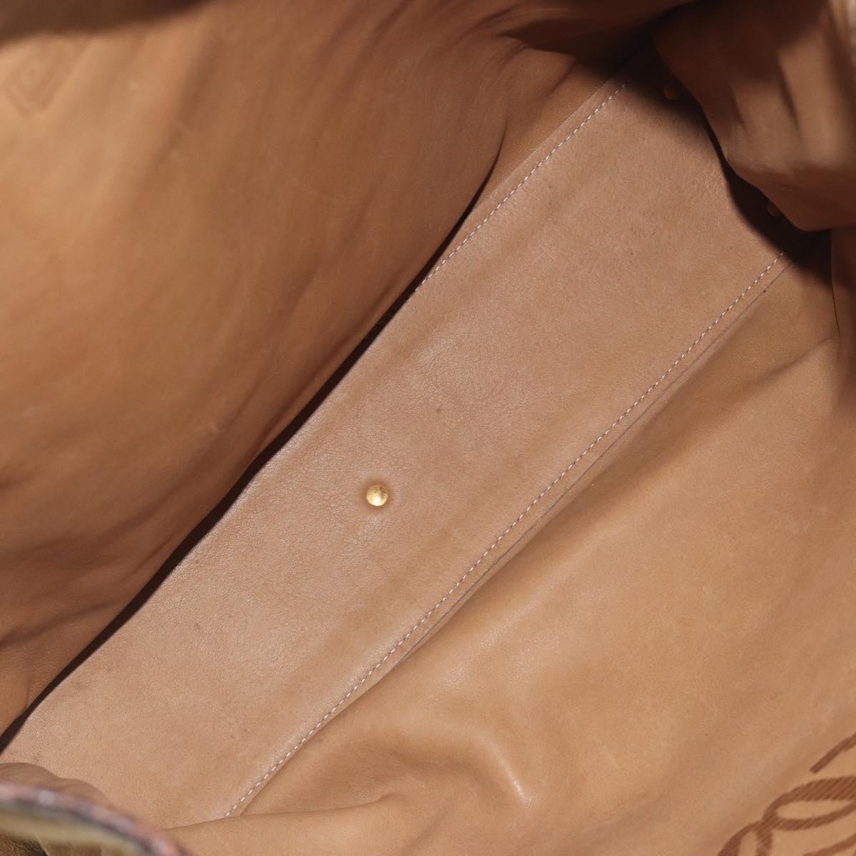 LOEWE Tote Bag Suede Brown Gold Auth 195677