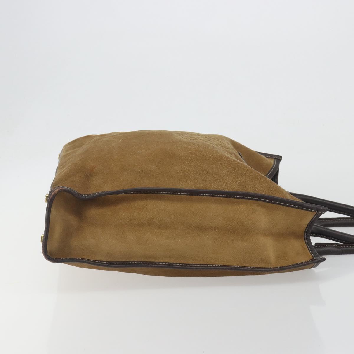 LOEWE Tote Bag Suede Brown Gold Auth 195677