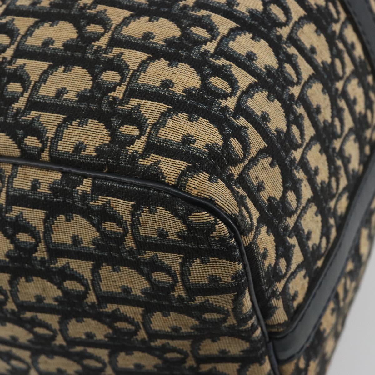 Christian Dior Trotter Canvas Boston Bag Navy Silver Auth 195678