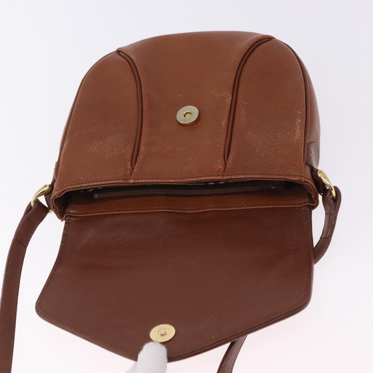 Burberrys Shoulder Bag Leather Brown Gold Auth 195686
