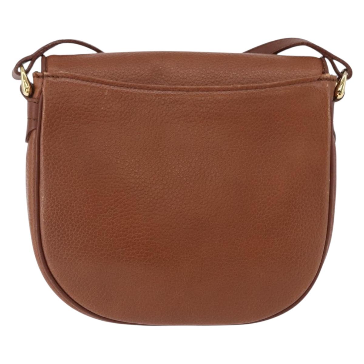 Burberrys Shoulder Bag Leather Brown Gold Auth 195686