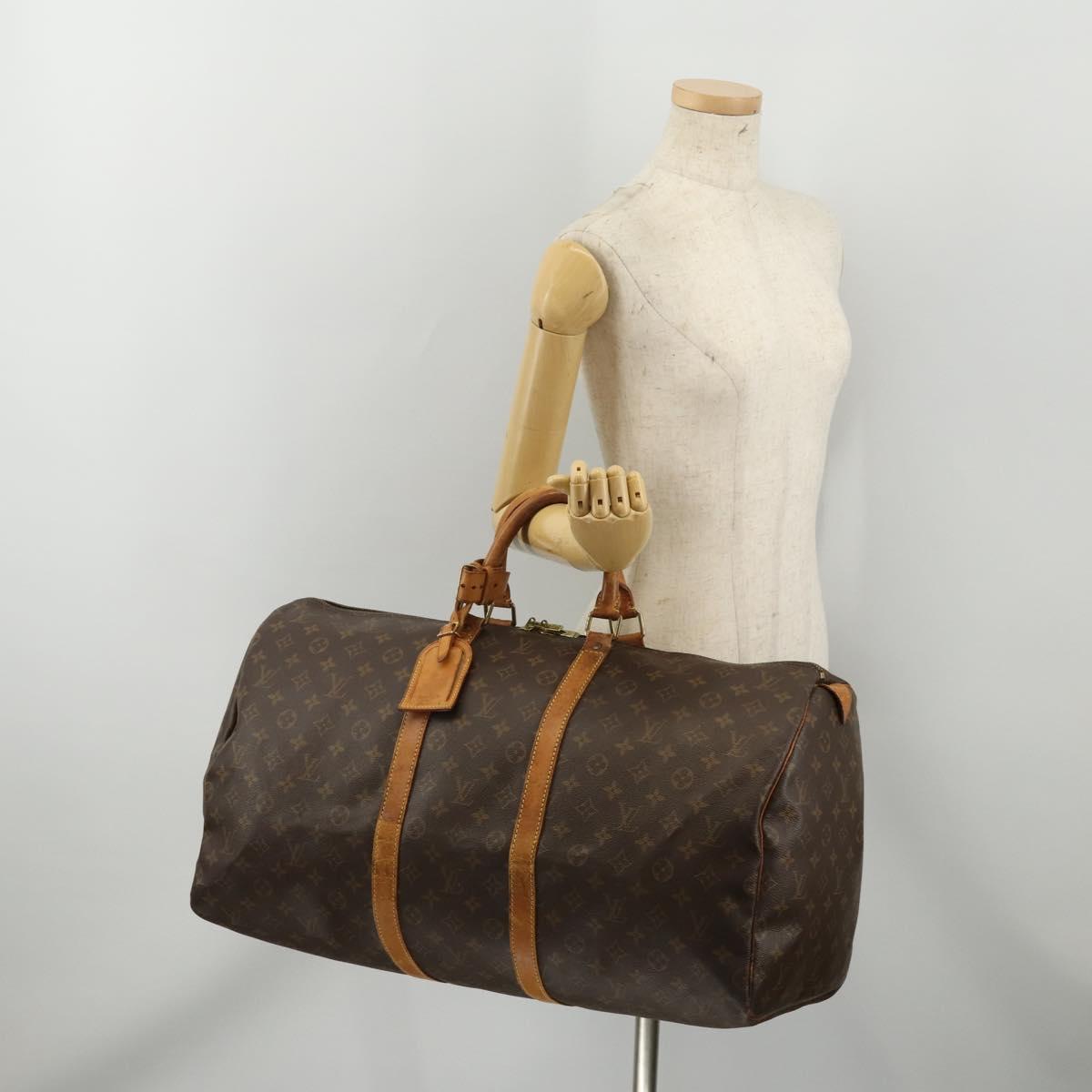 LOUIS VUITTON Monogram Keepall 55 Boston Bag M41424 LV Auth 195692