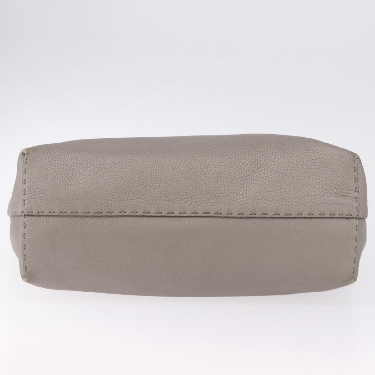 FENDI Celeria Hand Bag Leather Gray Silver Auth 195694A
