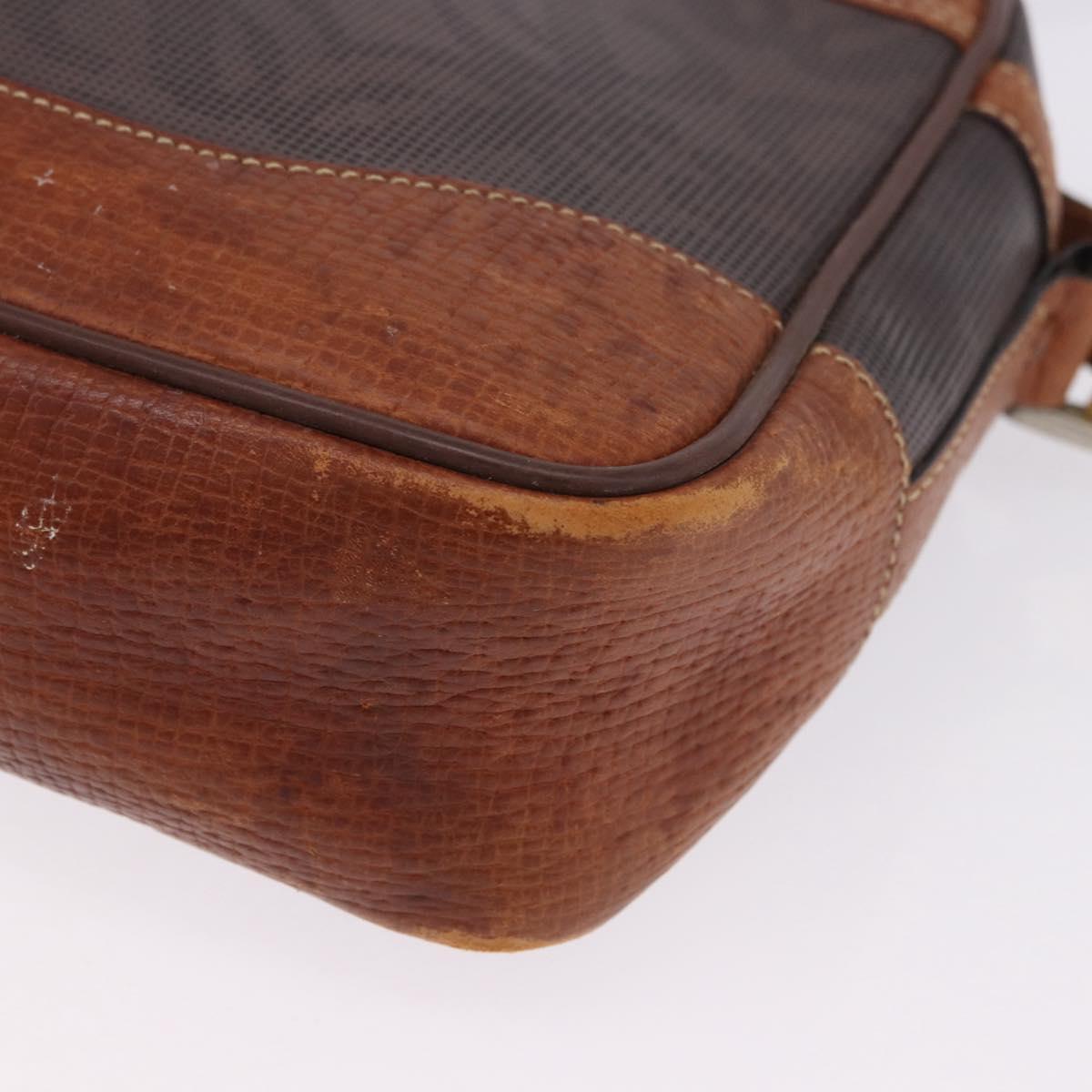 LOEWE Shoulder Bag PVC Brown Gold Silver Auth 195697