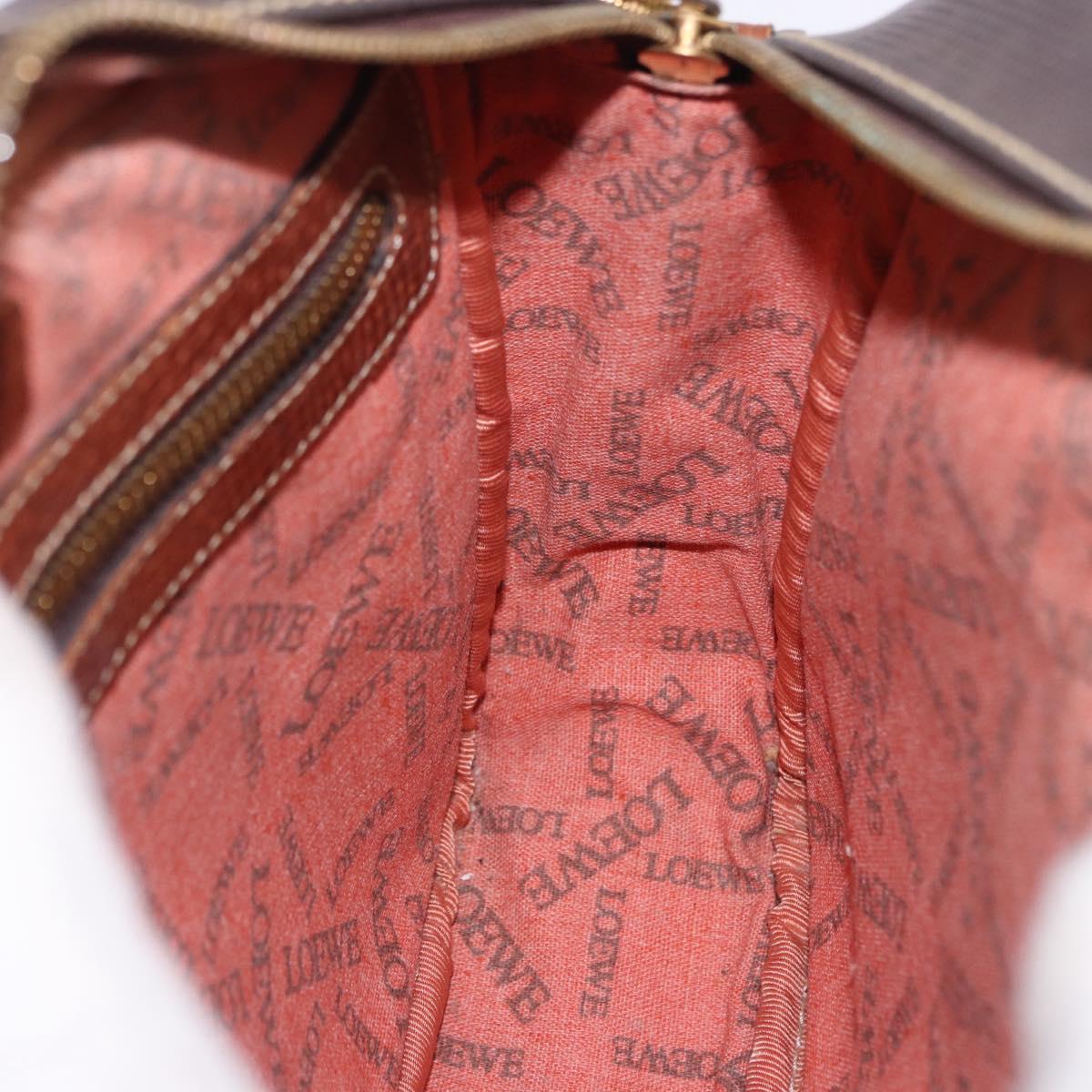 LOEWE Shoulder Bag PVC Brown Gold Silver Auth 195697