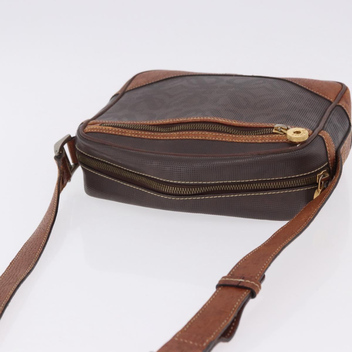 LOEWE Shoulder Bag PVC Brown Gold Silver Auth 195697