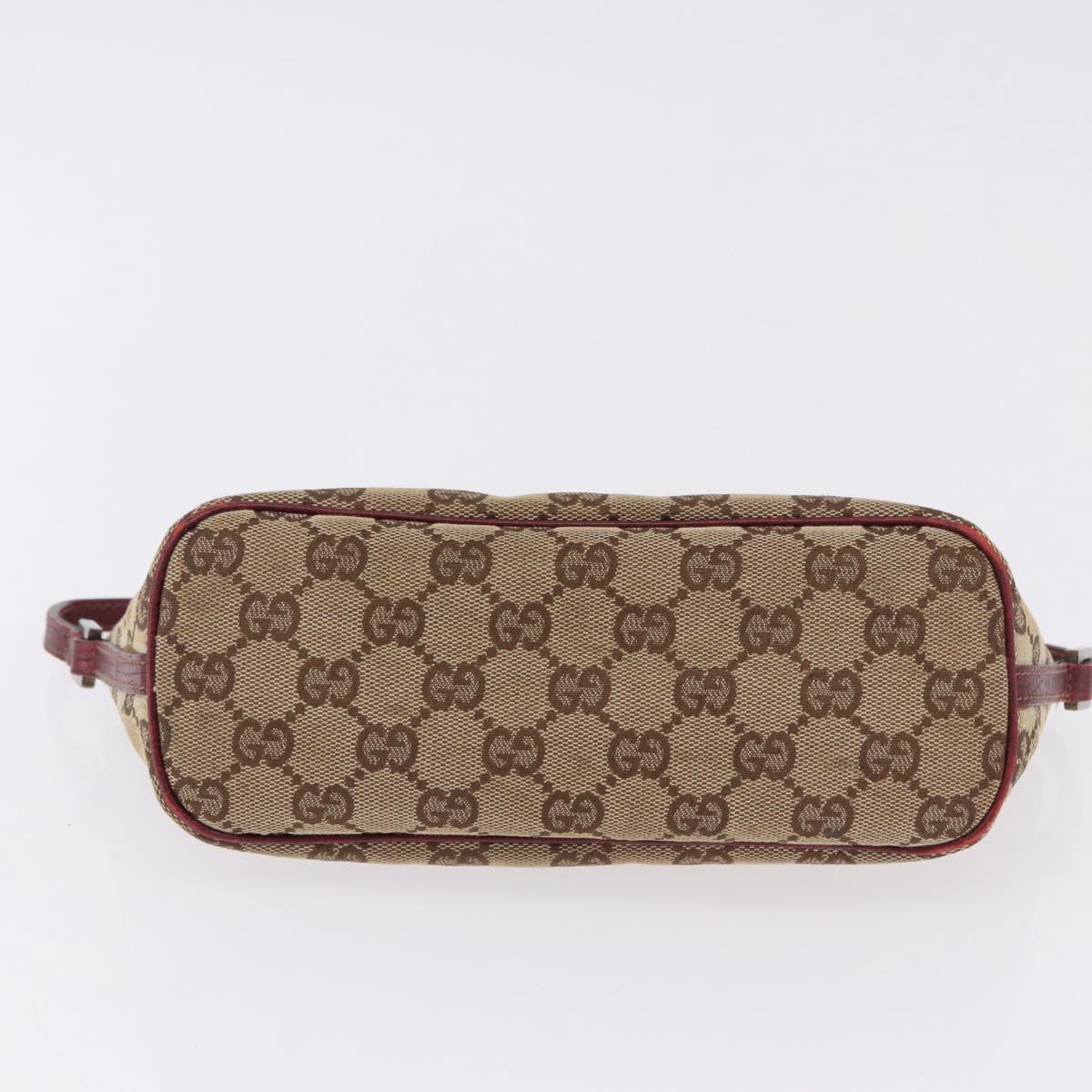 GUCCI GG Canvas Accessory Pouch Beige Silver 07198 Auth 195698