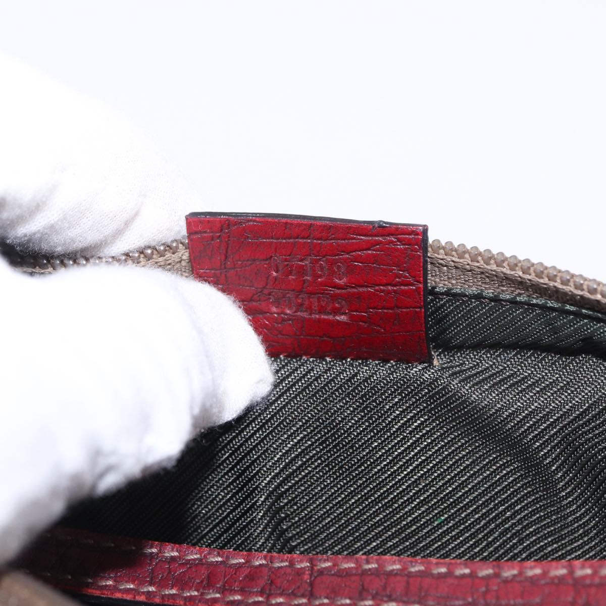 GUCCI GG Canvas Accessory Pouch Beige Silver 07198 Auth 195698