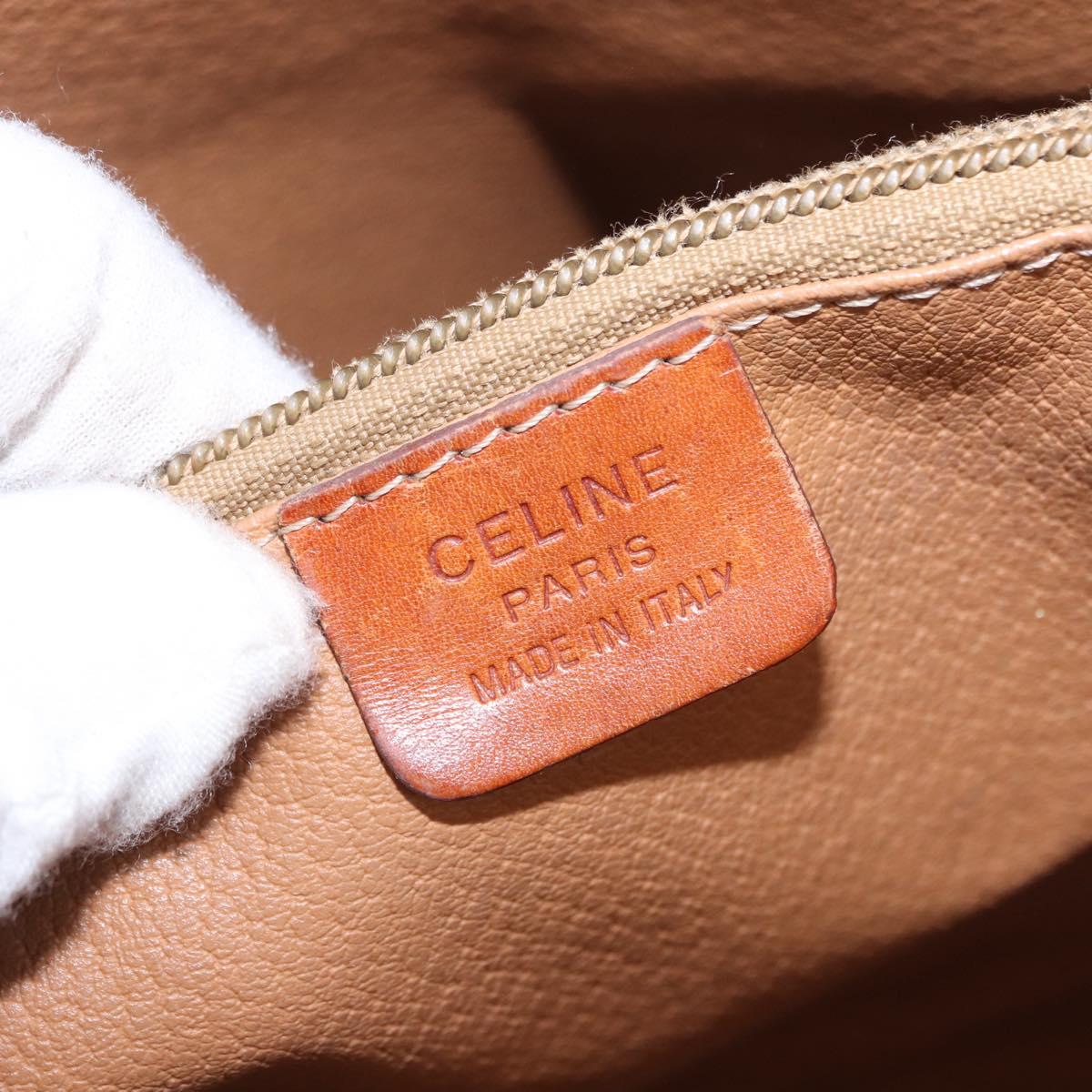 CELINE Macadam Canvas Hand Bag PVC Leather Brown Gold Auth 195700