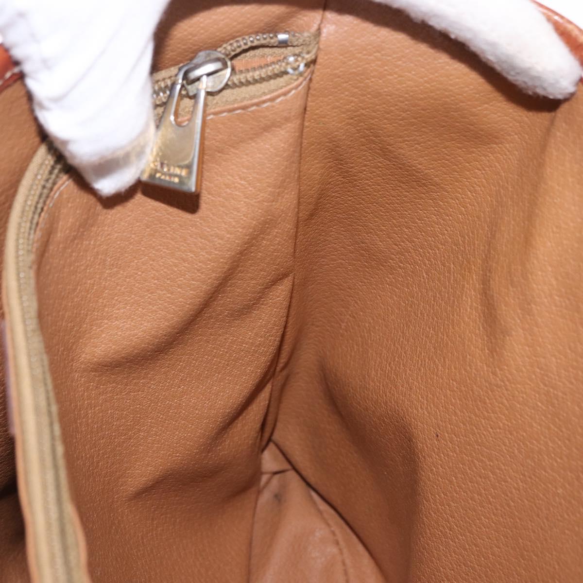 CELINE Macadam Canvas Hand Bag PVC Leather Brown Gold Auth 195700