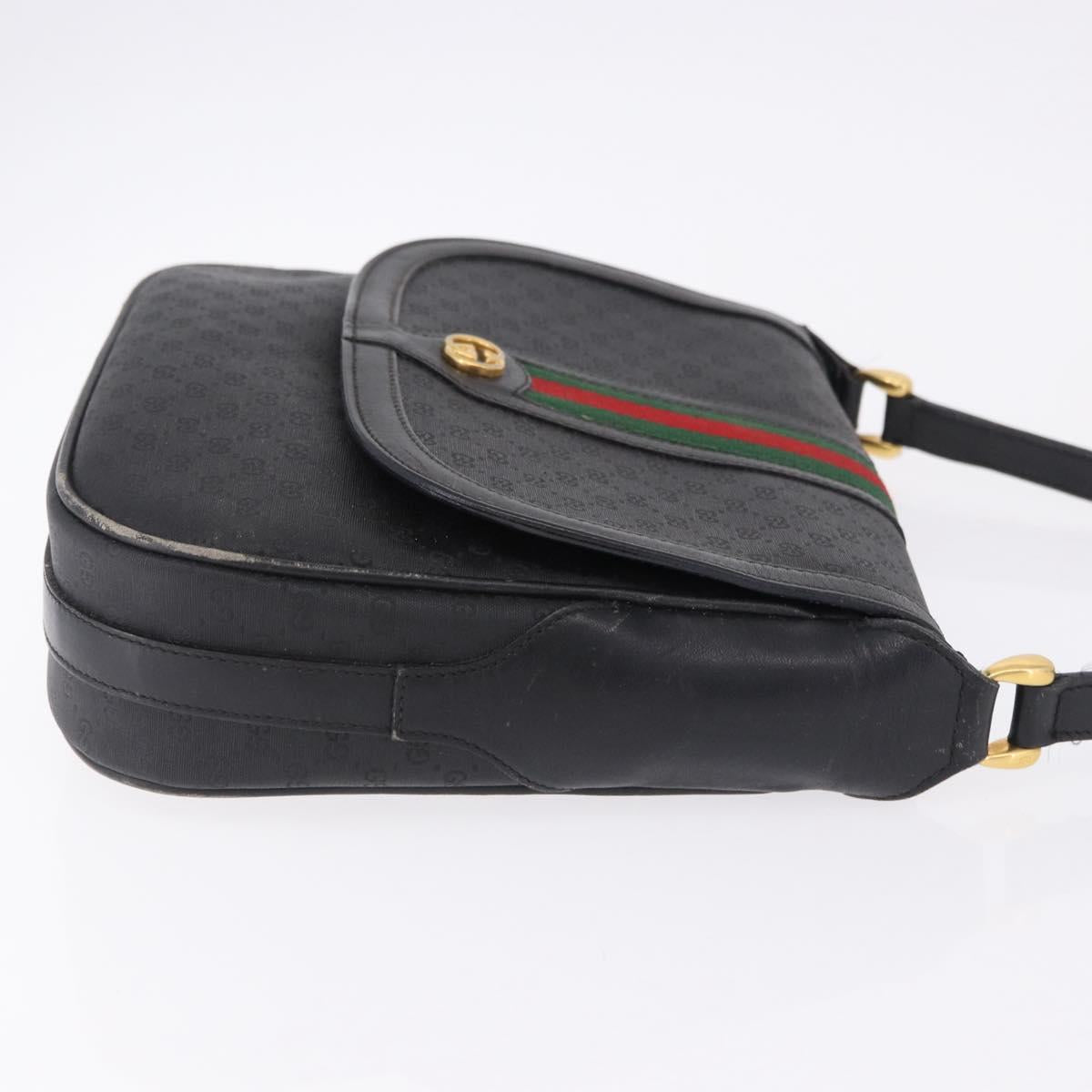 GUCCI Micro GG Supreme Web Sherry Line Bag PVC Black 001 084 4425 Auth 195701