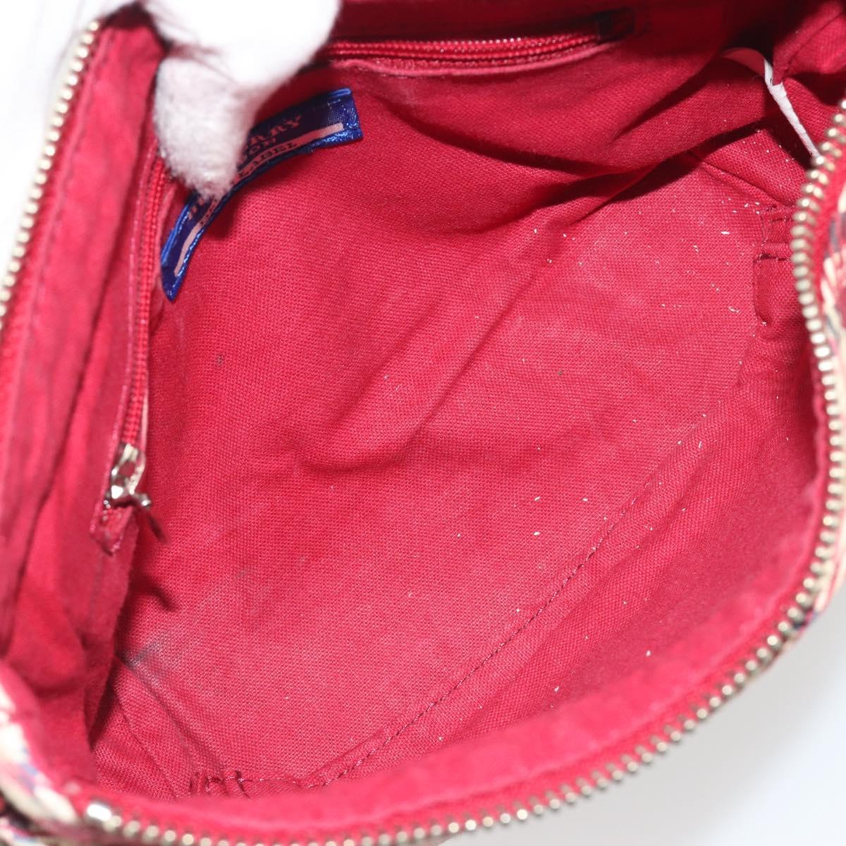 BURBERRY Nova Check Blue Label Shoulder Bag Canvas Red Silver Auth 195702A