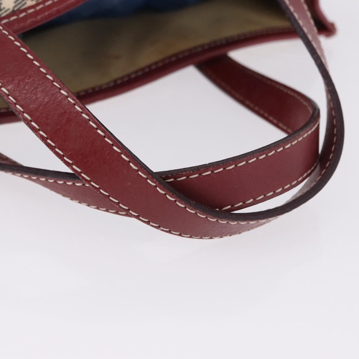 BURBERRY Nova Check Blue Label Hand Bag Canvas Beige Silver Auth 195703