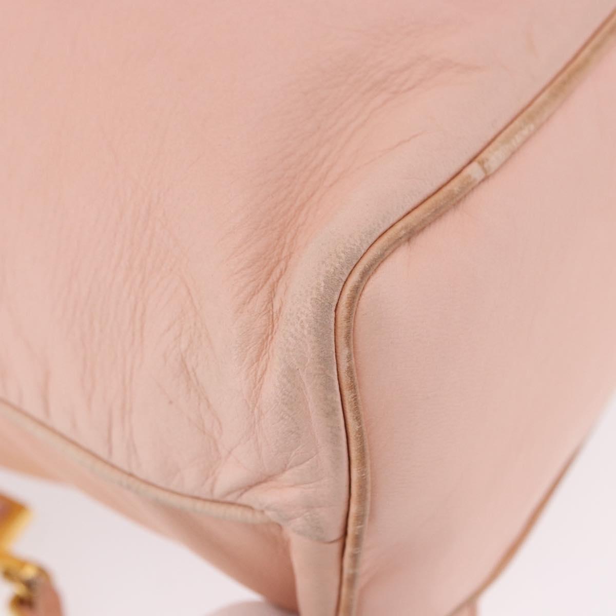 CHANEL Backpack Lamb Skin Pink Gold CC Auth 195704A
