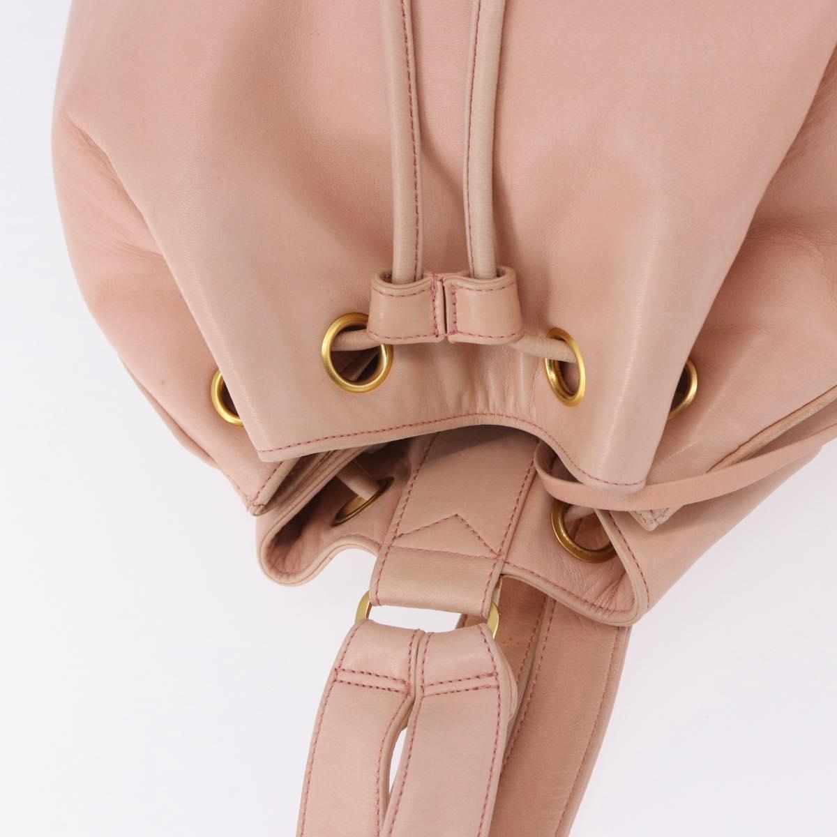CHANEL Backpack Lamb Skin Pink Gold CC Auth 195704A