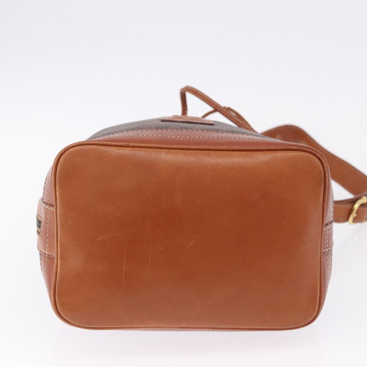 CELINE Macadam Canvas Shoulder Bag PVC Leather Brown Gold Auth 195708