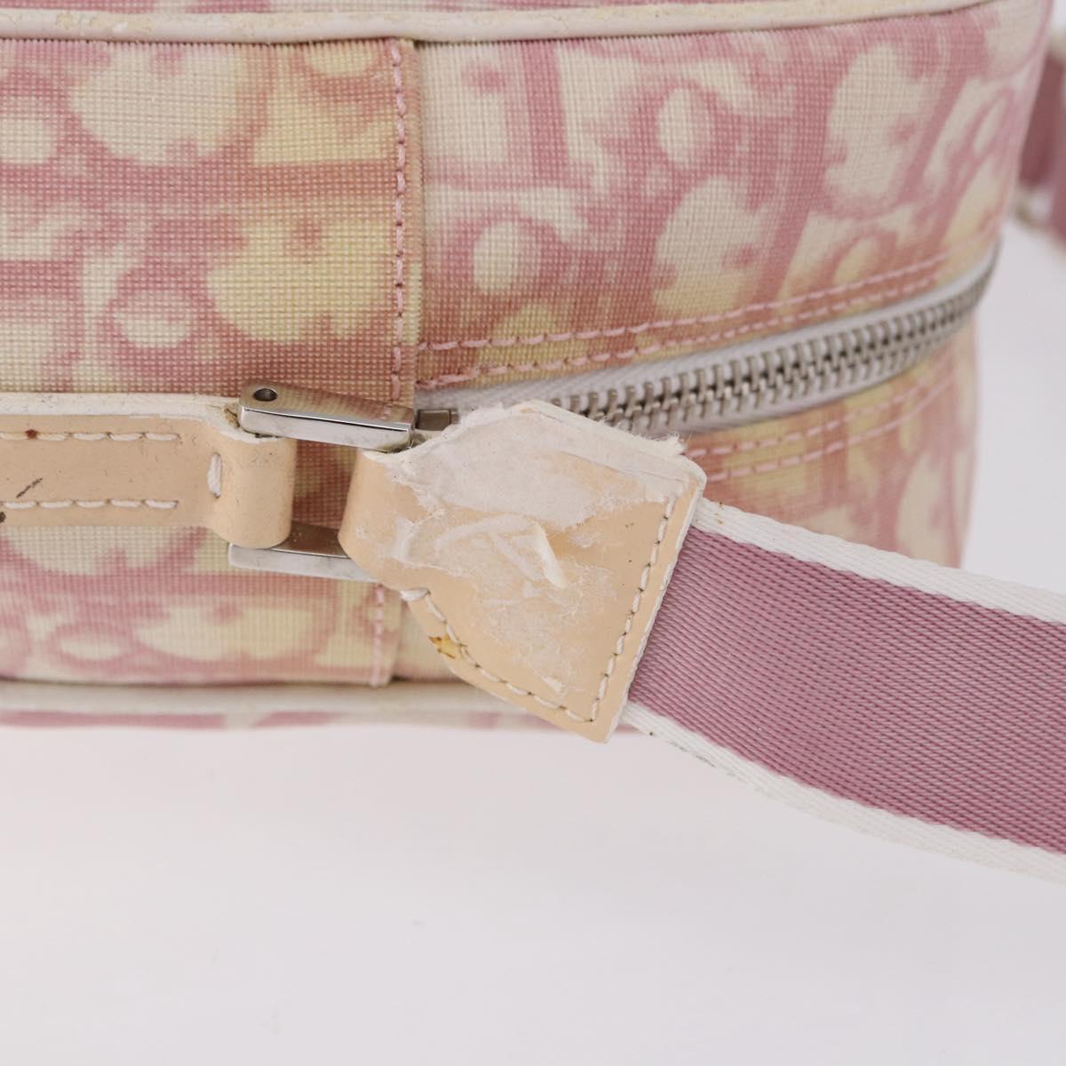 Christian Dior Trotter Canvas Shoulder Bag PVC Pink Silver Auth 195709