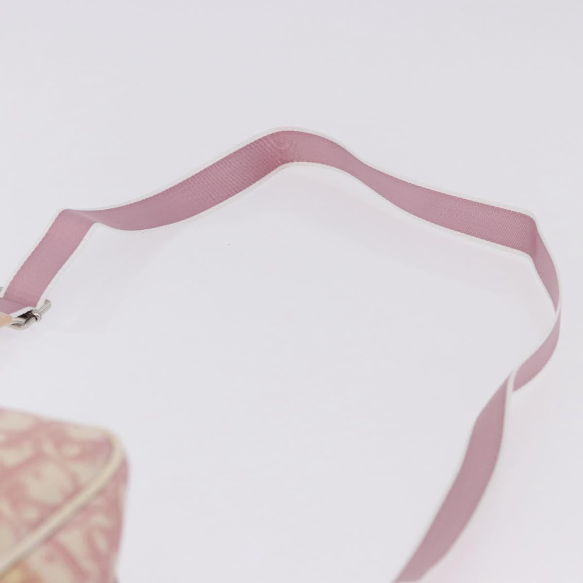 Christian Dior Trotter Canvas Shoulder Bag PVC Pink Silver Auth 195709