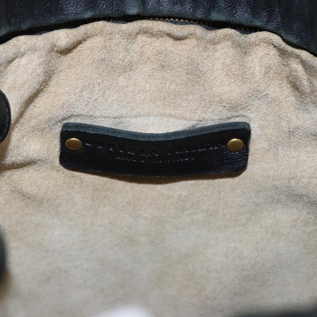 BOTTEGA VENETA INTRECCIATO Shoulder Bag Leather Black Gold Auth 195711A