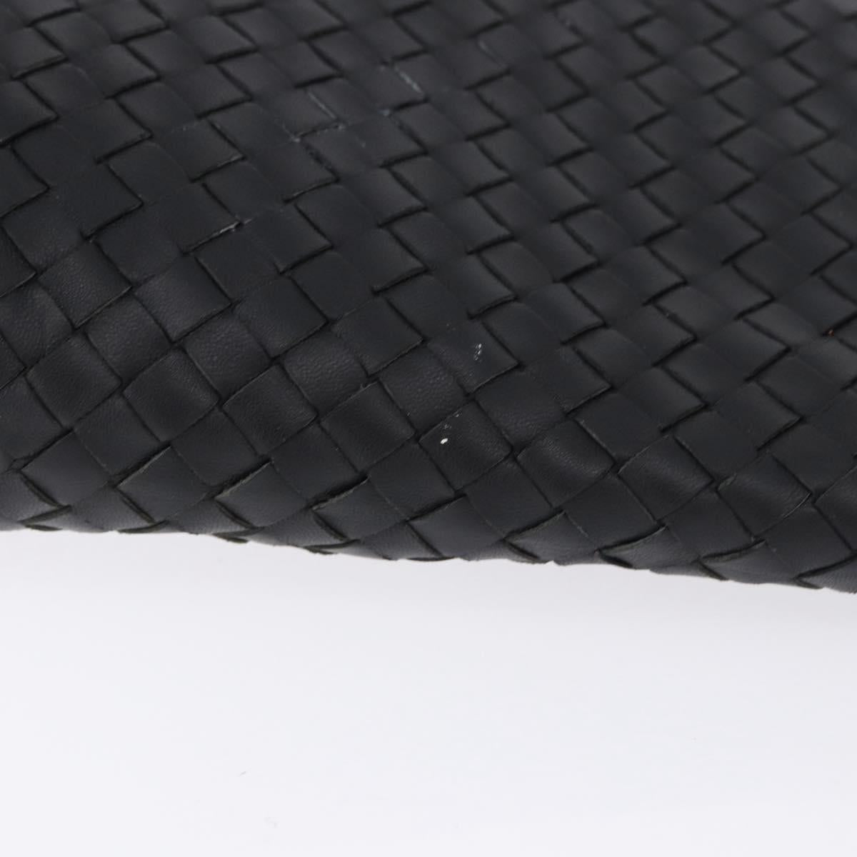 BOTTEGA VENETA INTRECCIATO Shoulder Bag Leather Black Gold Auth 195711A