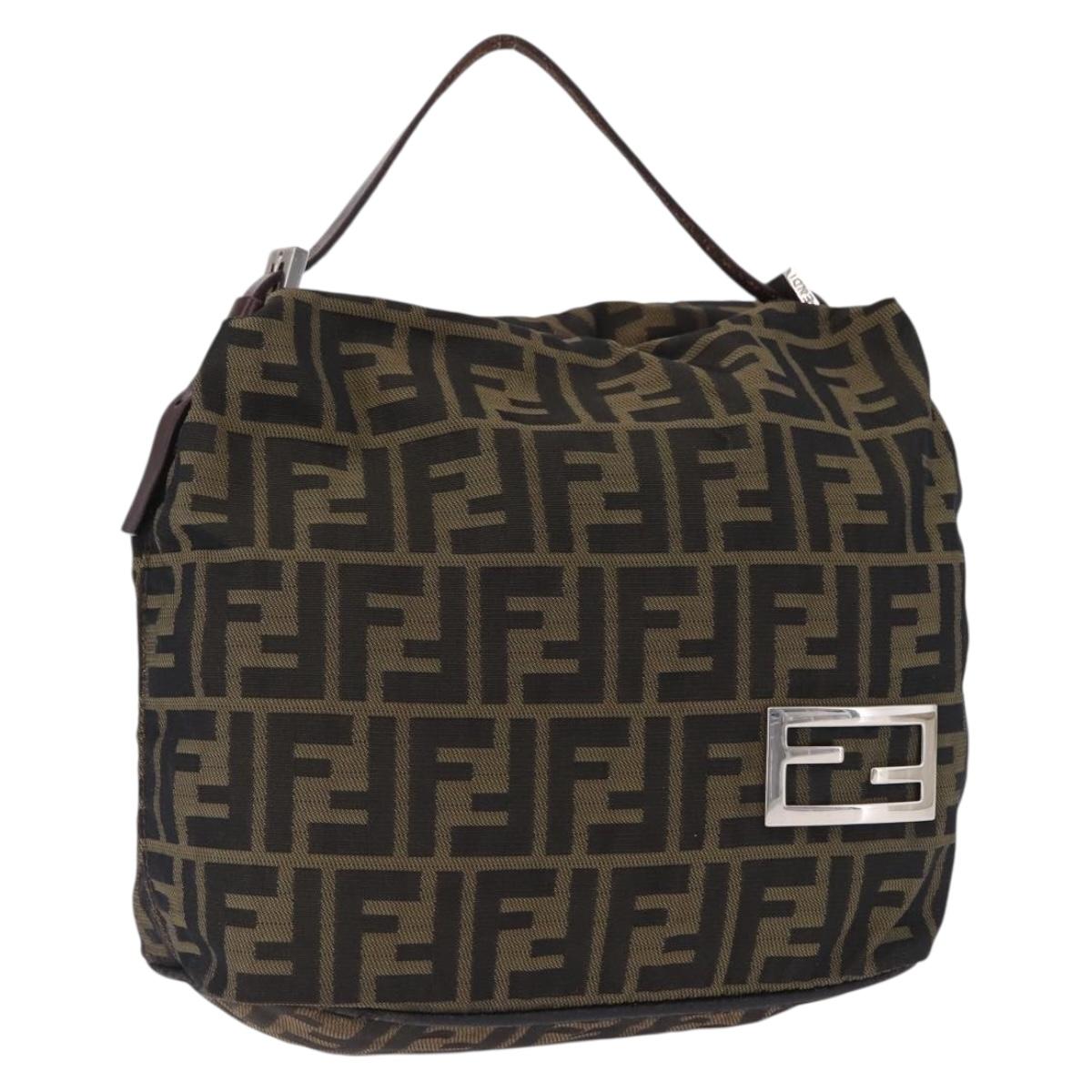 FENDI Zucca Canvas Hand Bag Brown Black Auth 195714