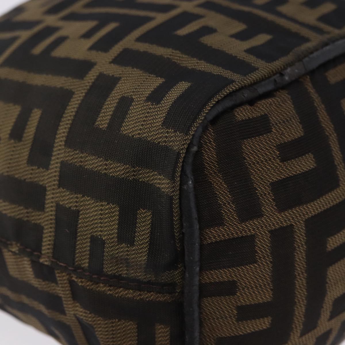 FENDI Zucca Canvas Hand Bag Brown Black Auth 195714