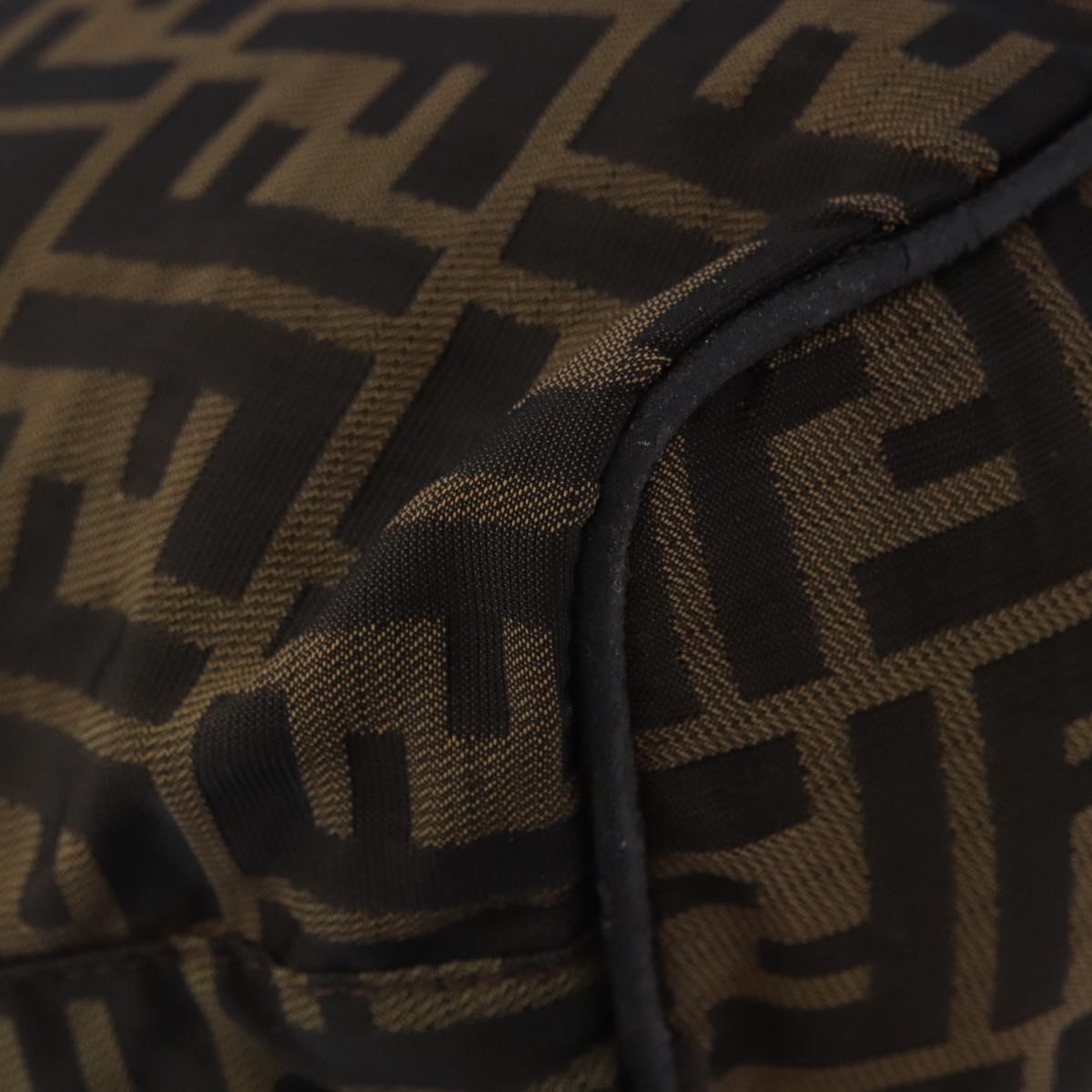 FENDI Zucca Canvas Hand Bag Brown Black Auth 195714