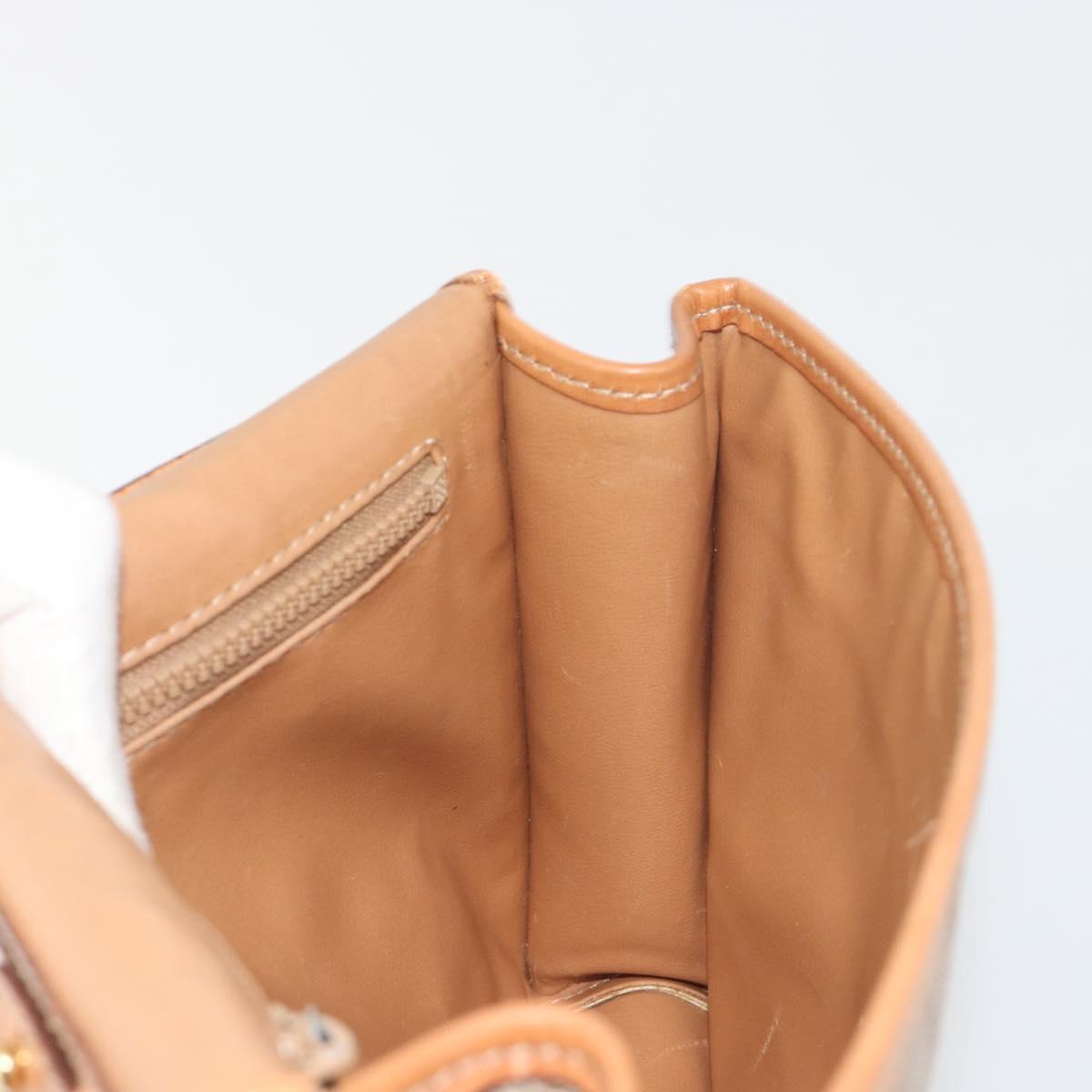 CELINE Macadam Canvas Shoulder Bag PVC Beige Gold Auth 195715
