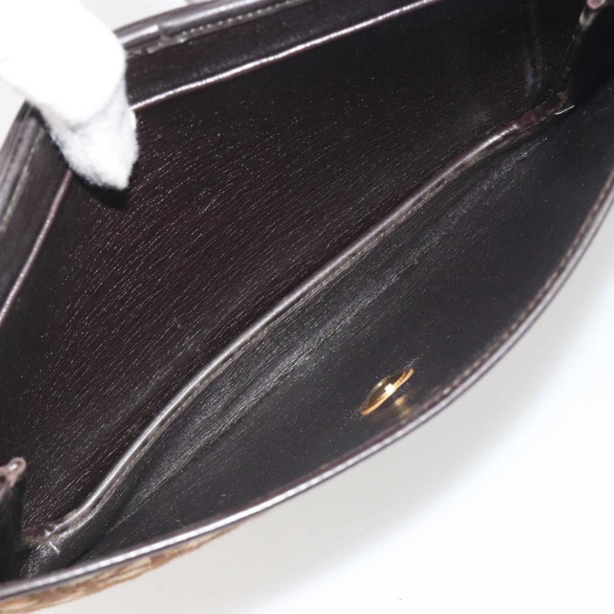 Christian Dior Trotter Canvas Shoulder Bag Beige Gold Auth 195717