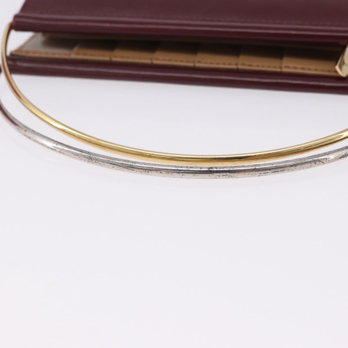 CARTIER Hand Wallet Trinity Leather Bordeaux Gold Silver Auth 195719A