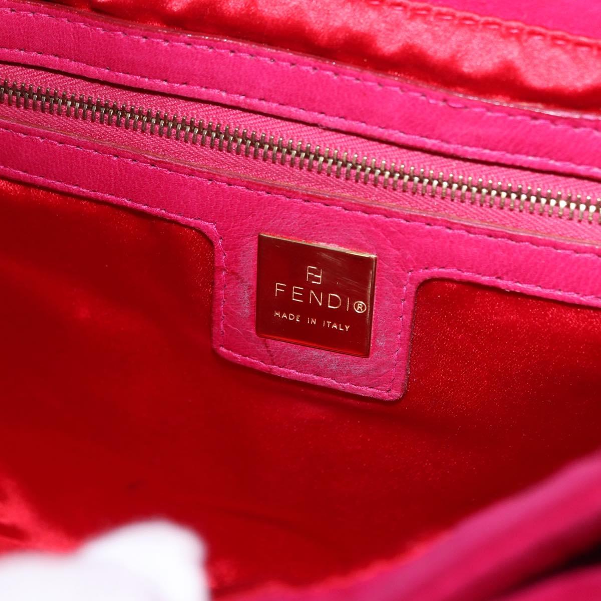 FENDI Mamma Baguette Shoulder Bag Suede Pink Gold Auth 195720V
