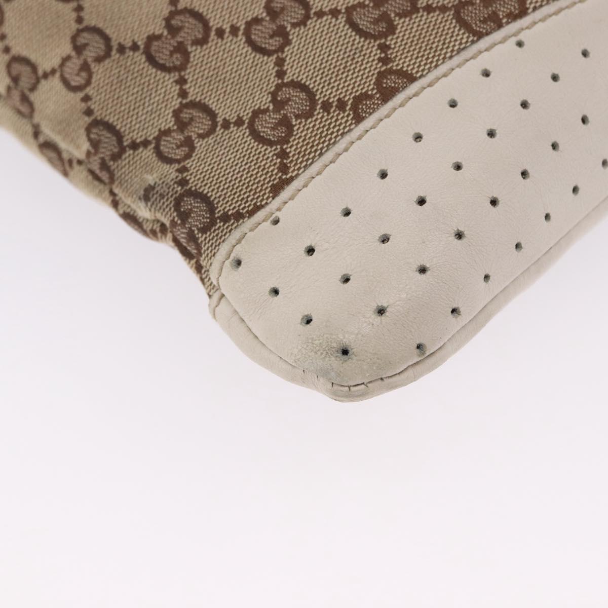 GUCCI GG Canvas Shoulder Bag Beige Silver 145857 Auth 195721