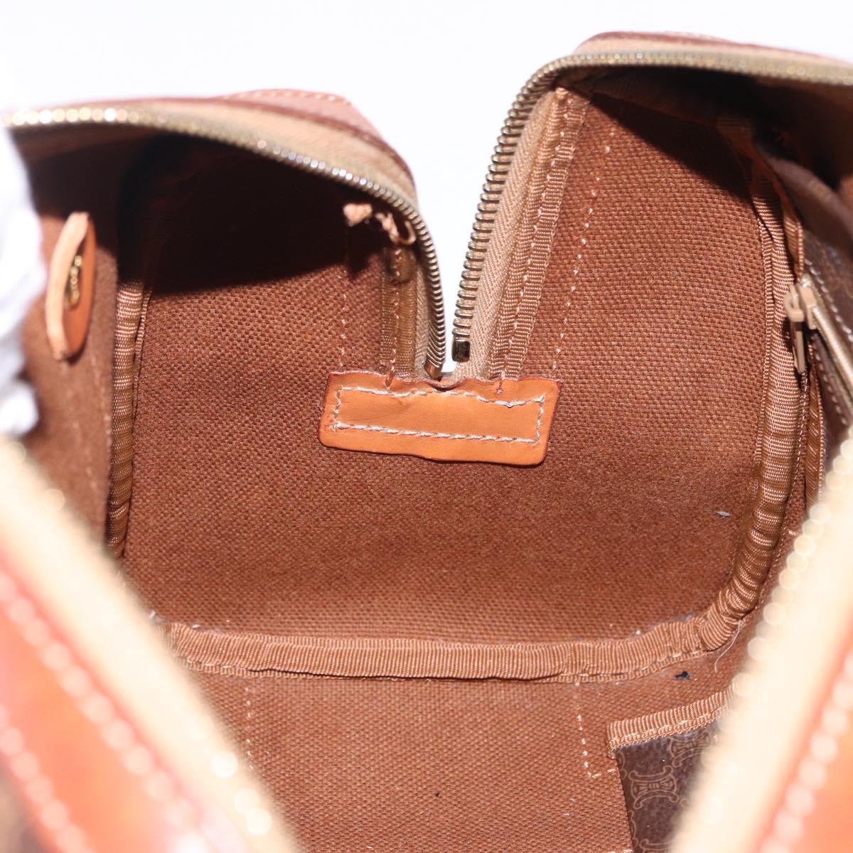 CELINE Macadam Canvas Hand Bag PVC Leather Brown Gold Auth 195723A