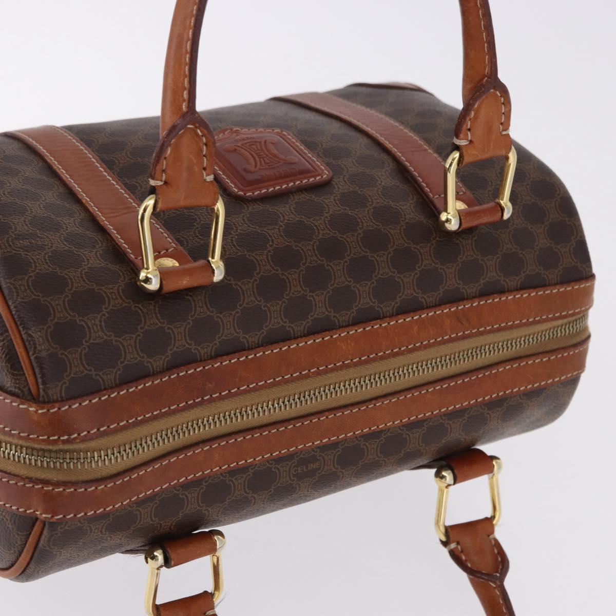 CELINE Macadam Canvas Hand Bag PVC Leather Brown Gold Auth 195723A
