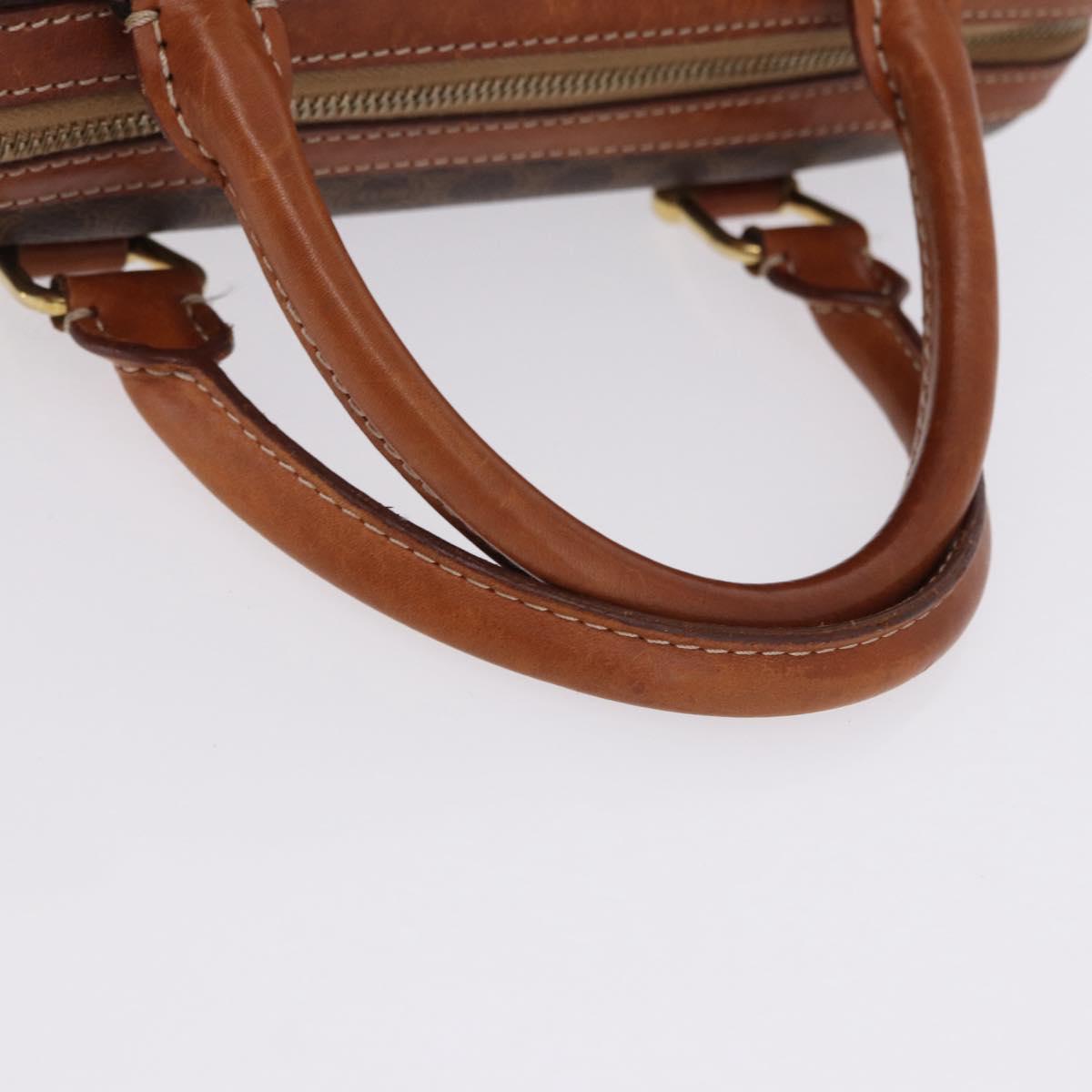 CELINE Macadam Canvas Hand Bag PVC Leather Brown Gold Auth 195723A