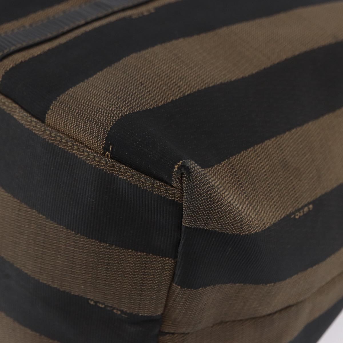 FENDI Pecan Canvas Tote Bag Brown Black Auth 195728A