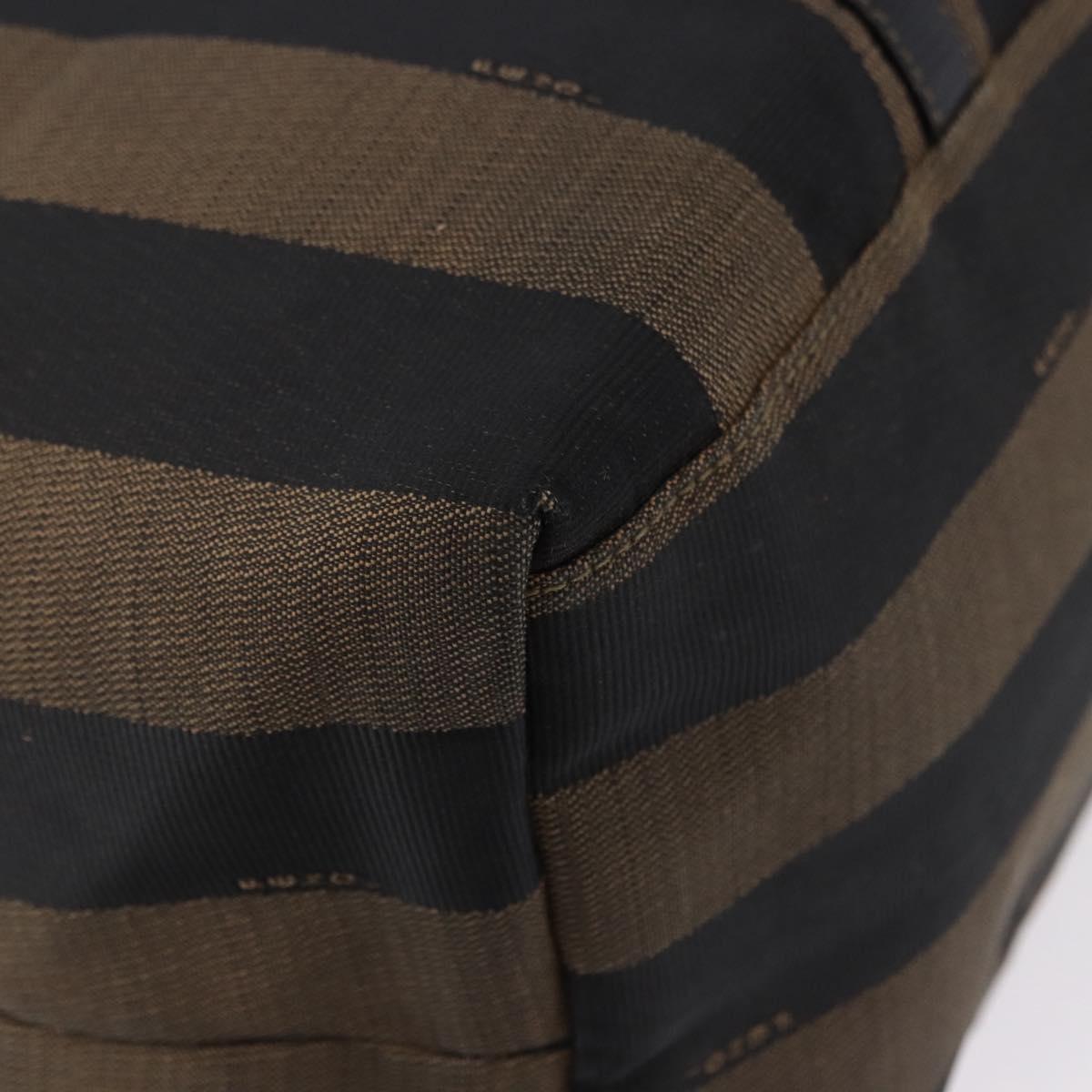 FENDI Pecan Canvas Tote Bag Brown Black Auth 195728A