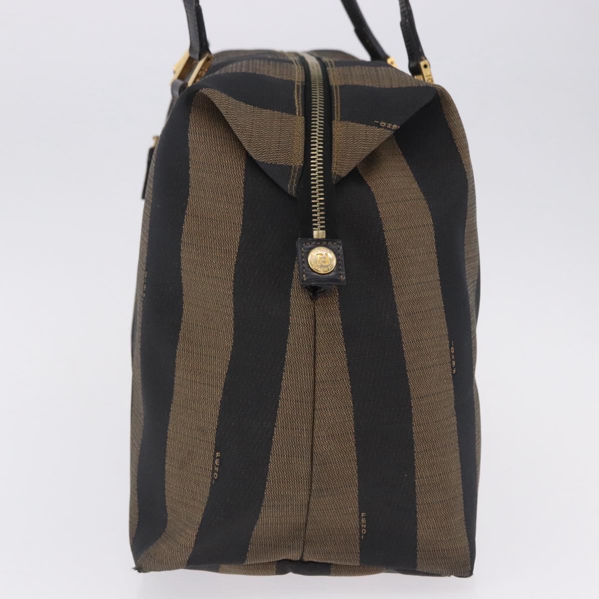 FENDI Pecan Canvas Tote Bag Brown Black Auth 195728A