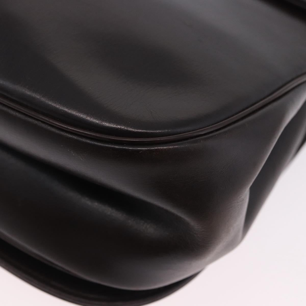 Christian Dior Chain Shoulder Bag Leather Dark Brown Gold Auth 195730