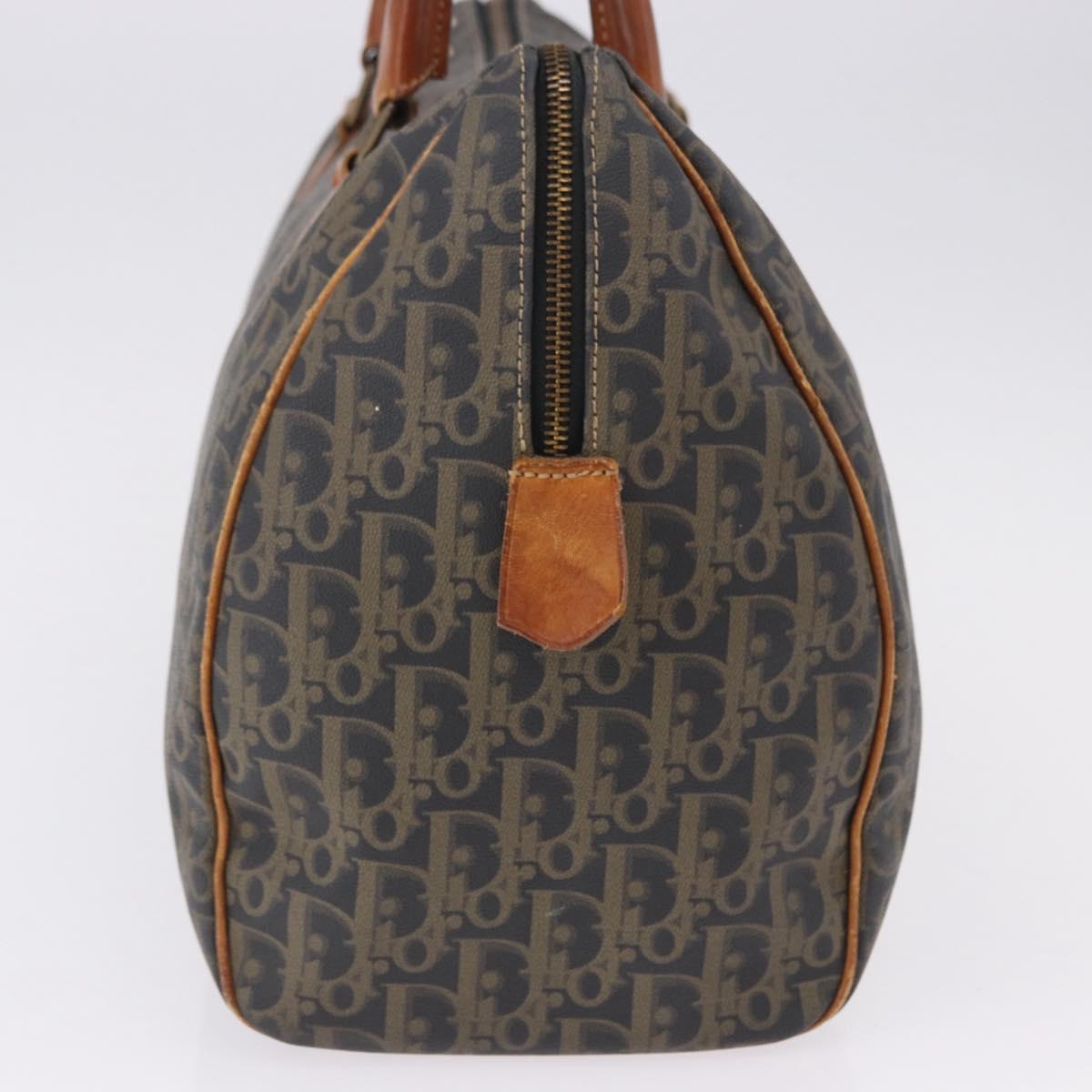 Christian Dior Trotter Canvas Boston Bag PVC Green Gold Auth 195735