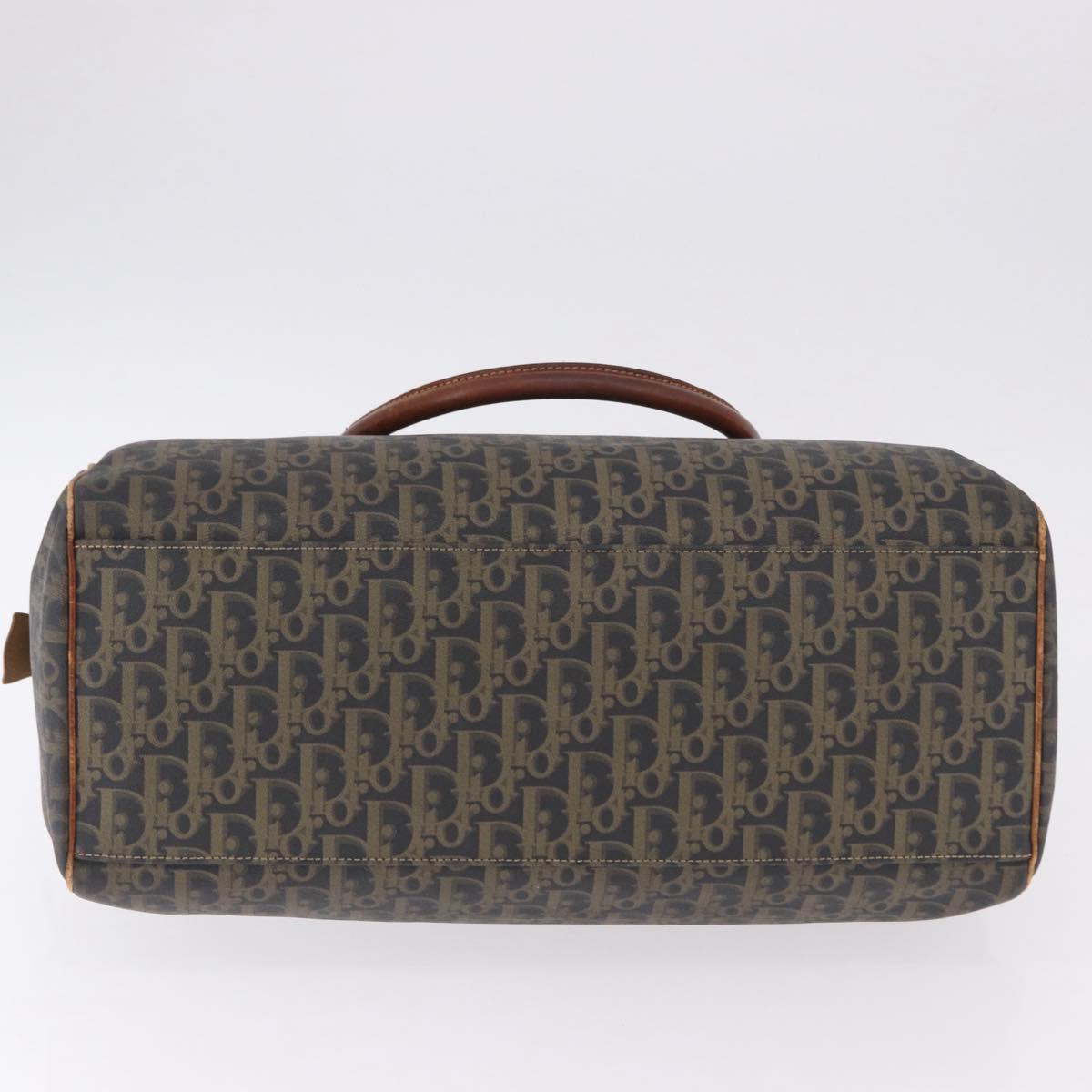 Christian Dior Trotter Canvas Boston Bag PVC Green Gold Auth 195735