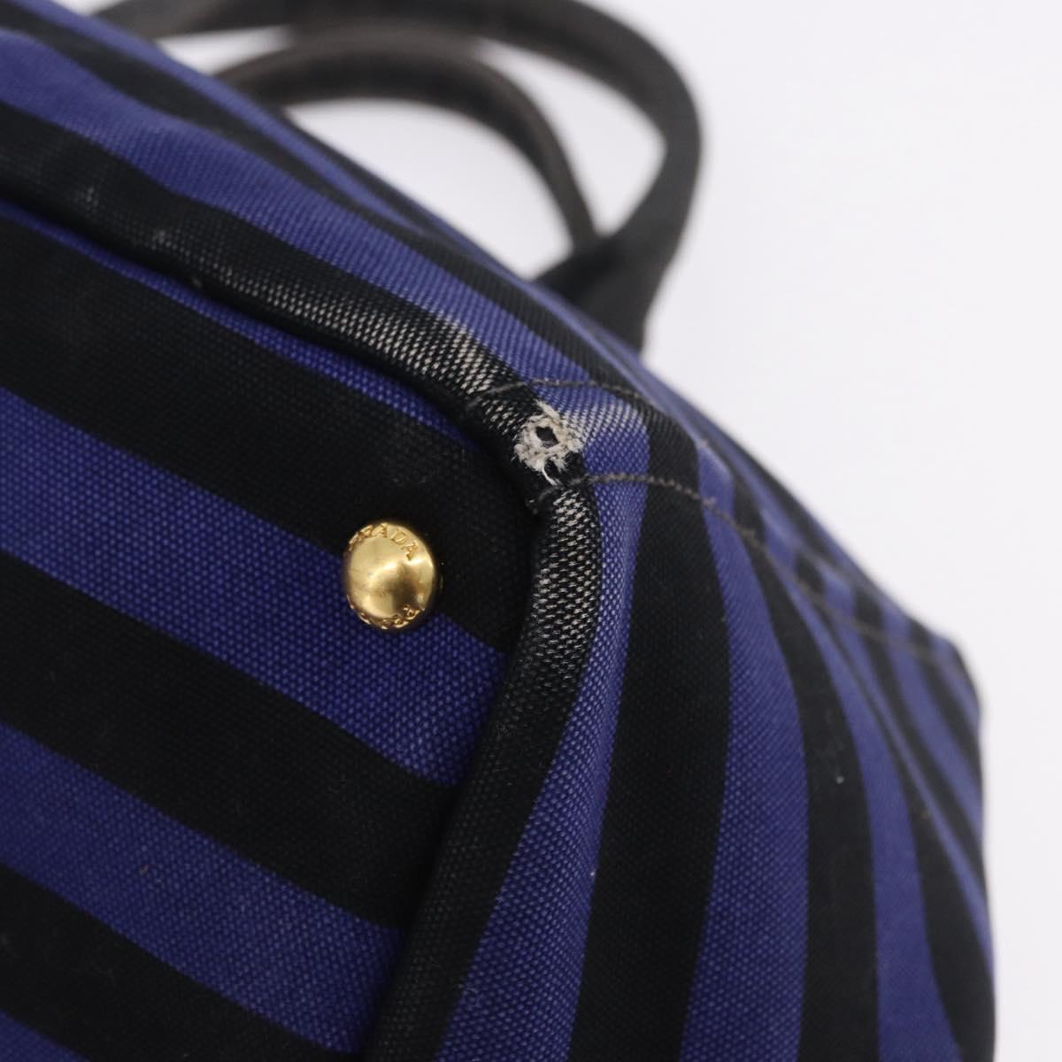 PRADA Canapa GM Tote Bag Canvas Blue Gold Auth 195738