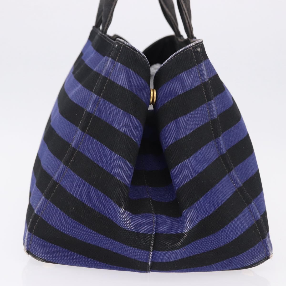 PRADA Canapa GM Tote Bag Canvas Blue Gold Auth 195738