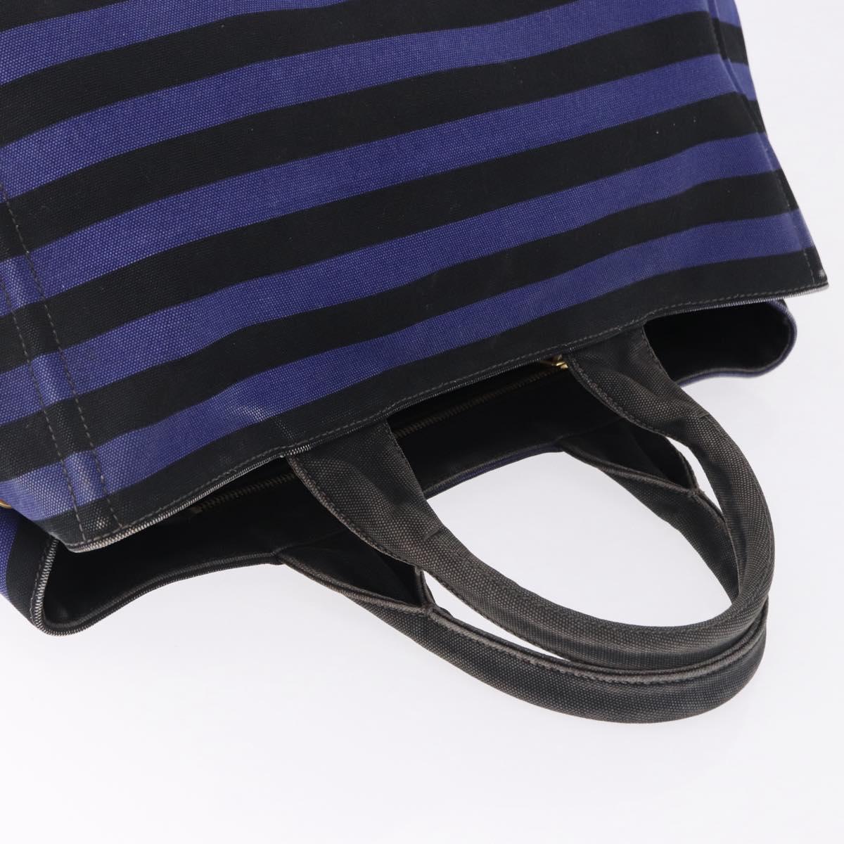 PRADA Canapa GM Tote Bag Canvas Blue Gold Auth 195738