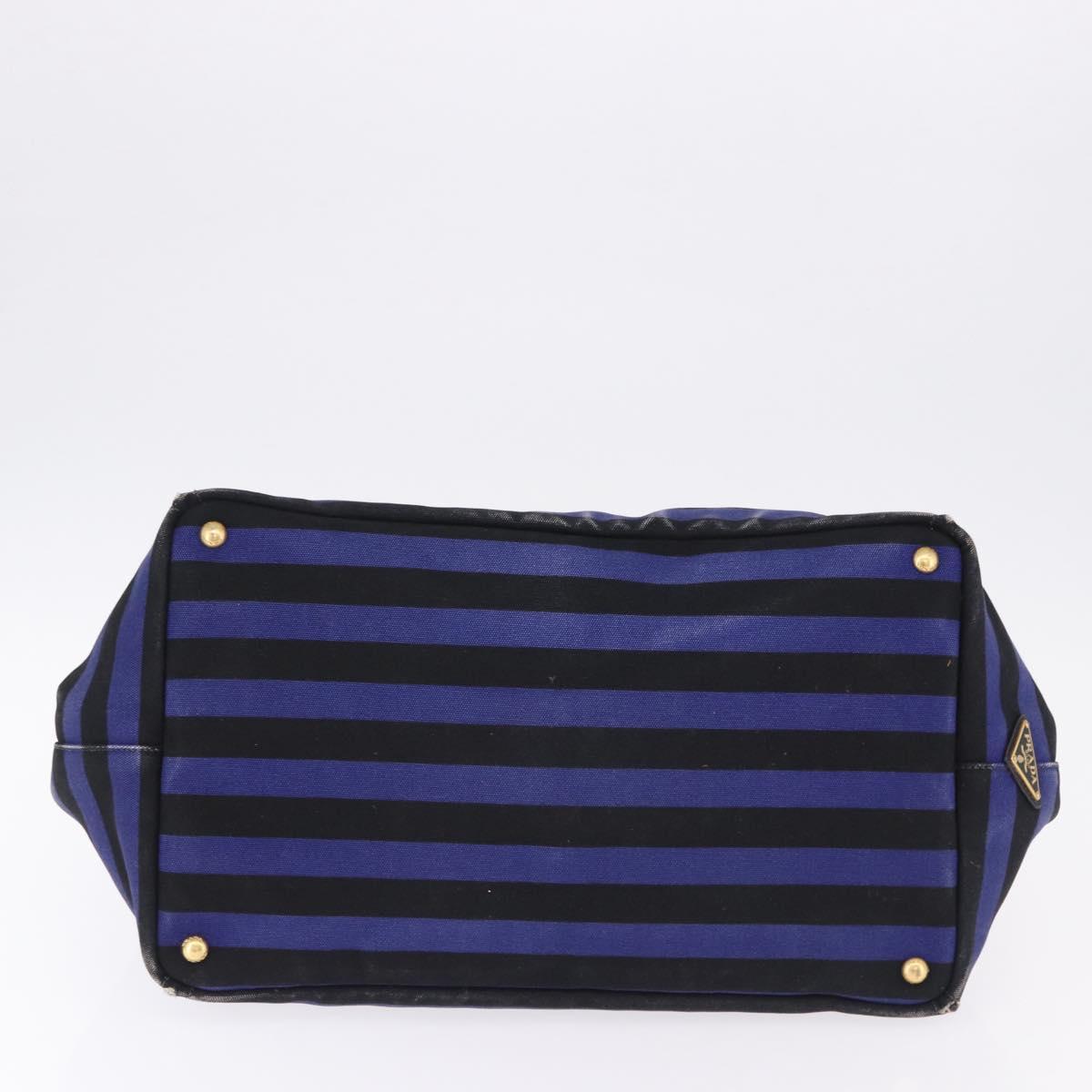 PRADA Canapa GM Tote Bag Canvas Blue Gold Auth 195738